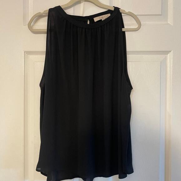 NWT LOFT Black Sleeveless Peephole Flowy Top, Size XL - Picture 2 of 11